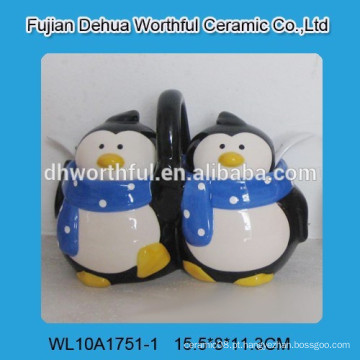 Jarra de especiarias de cerâmica promocional com pingüim figurine